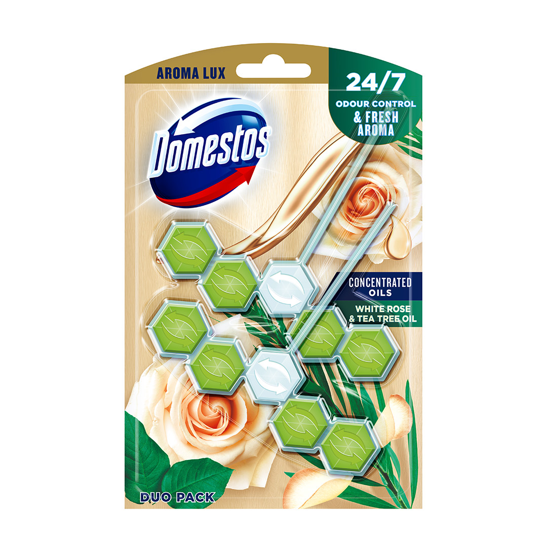 Domestos Aroma Lux WC-frissítő blokk White Rose&Tea Tree Oil