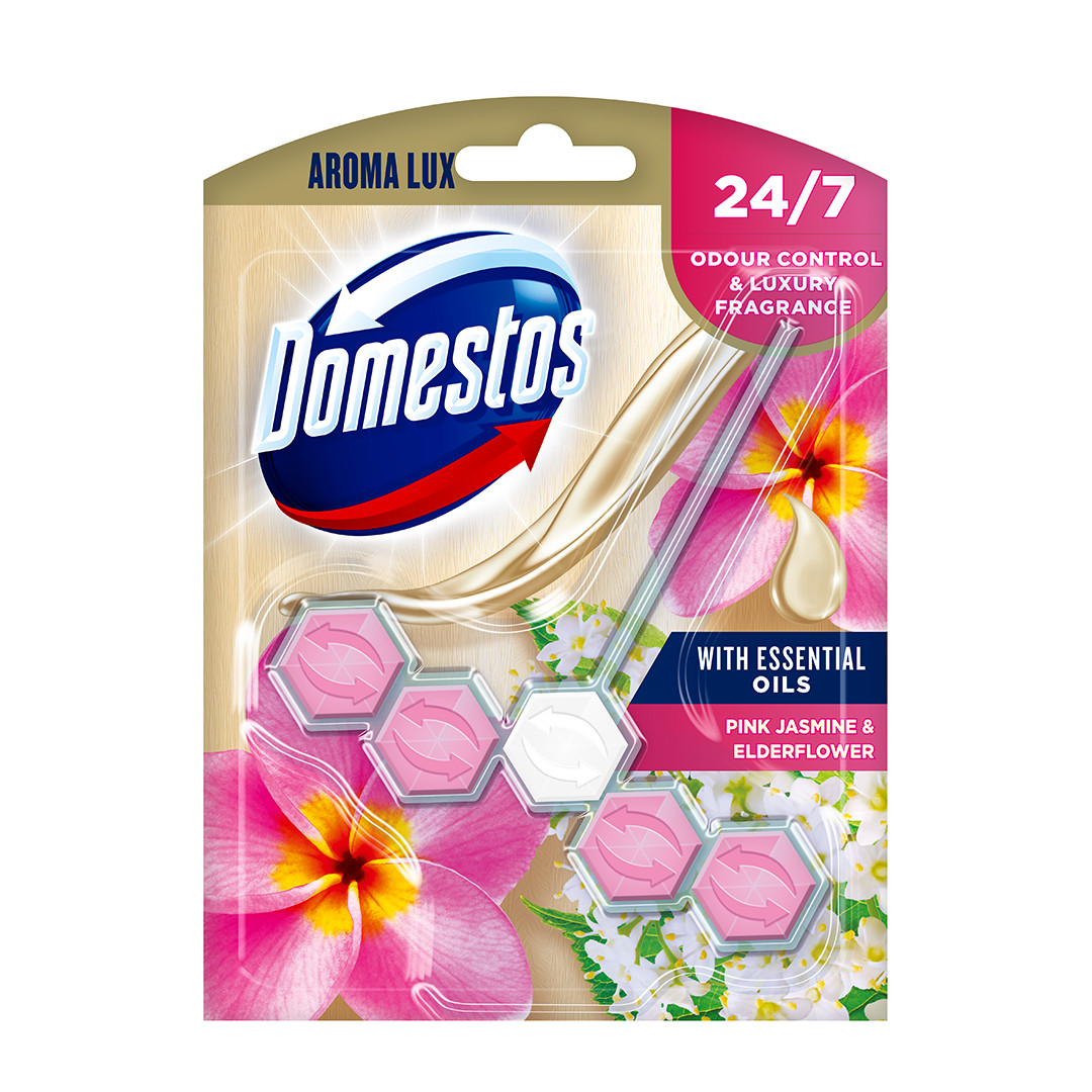 Domestos Aroma Lux Pink Jasmine and Elderflower Toilet Block