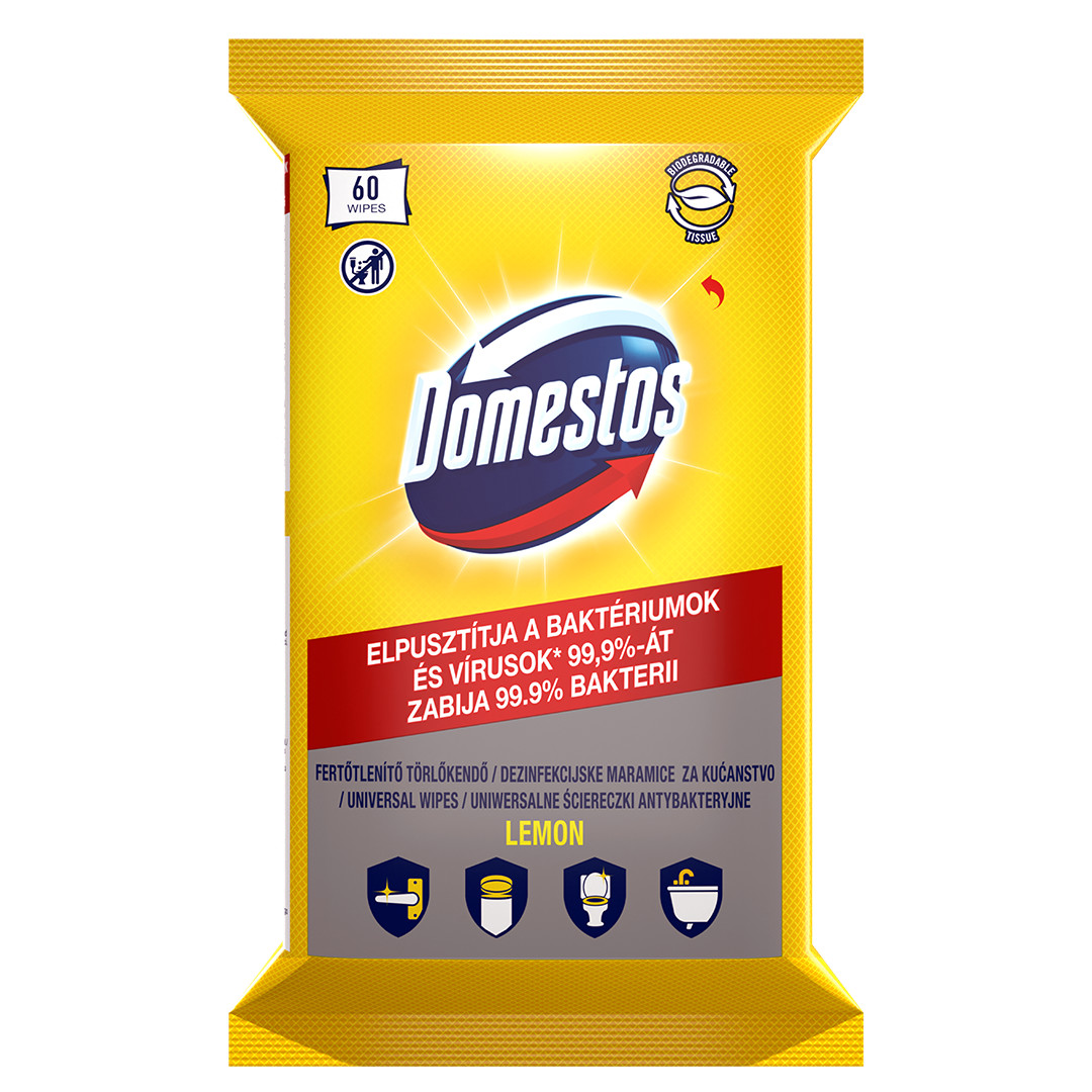 Domestos Higiénikus Törlőkendő Lemon