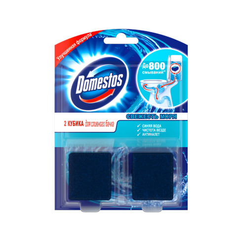 Туалетный кубик для сливного бачка Domestos Свежесть моря 2 в 1