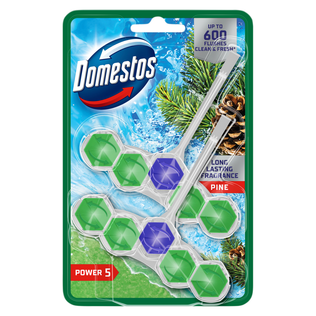 Domestos Power 5 Pine Toilet Block | Domestos