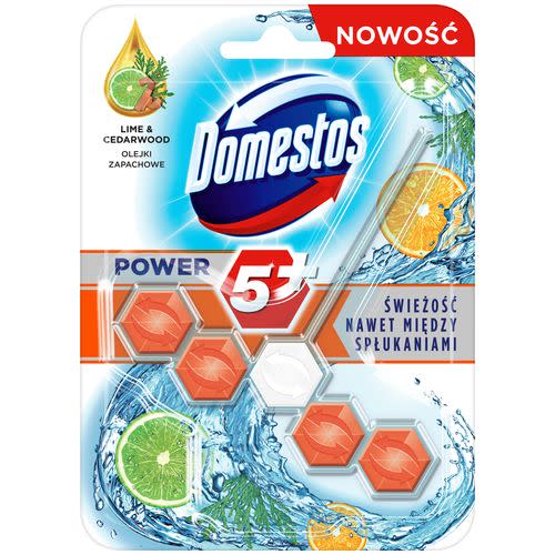 KOSTKA TOALETOWA DOMESTOS POWER5+ LIME&CEDARWOOD 1X55G