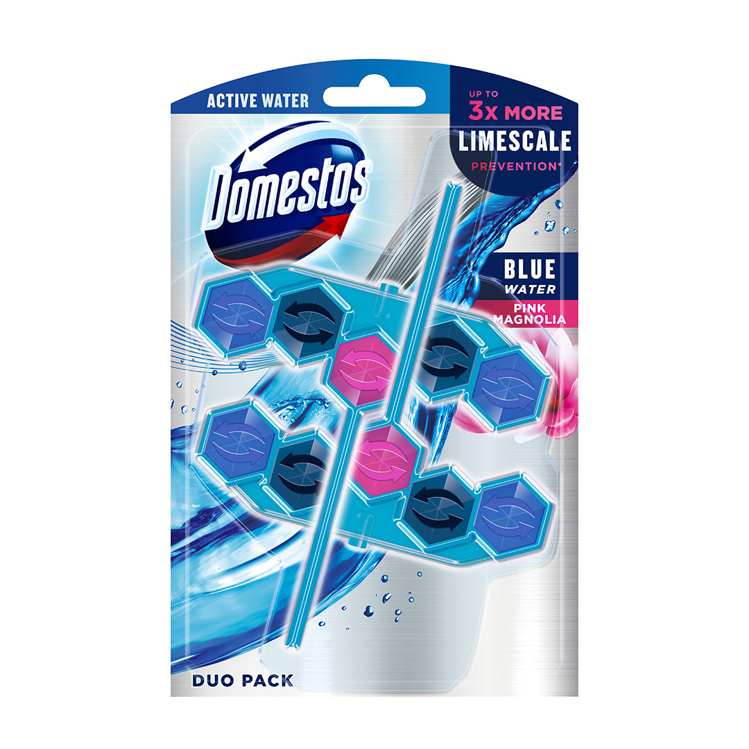 Domestos Blue Water WC-frissítő blokk Pink Magnolia