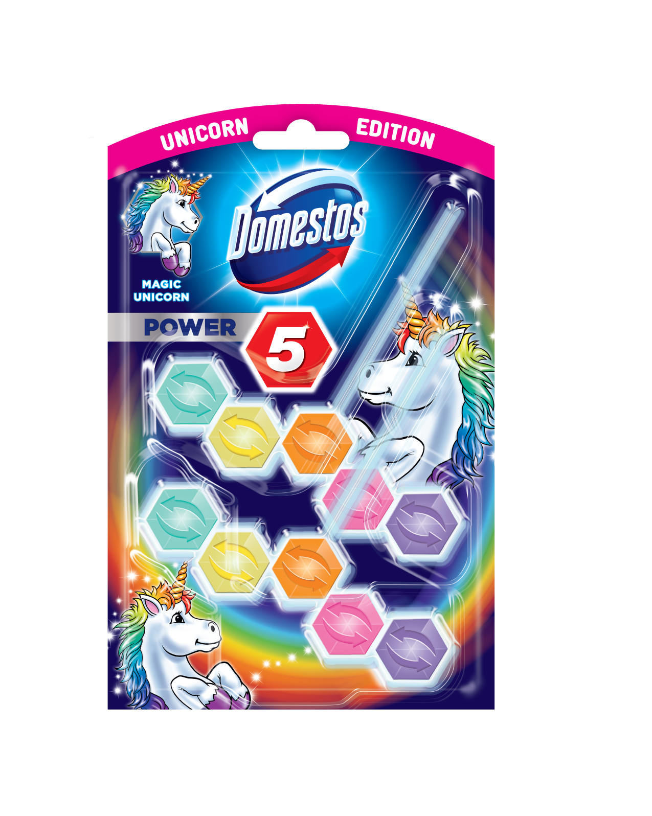 Domestos Power5 WC-frissítő blokk Magic Unicorn