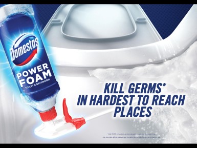 domestos power foam. kill germs in the hardest to reach places
