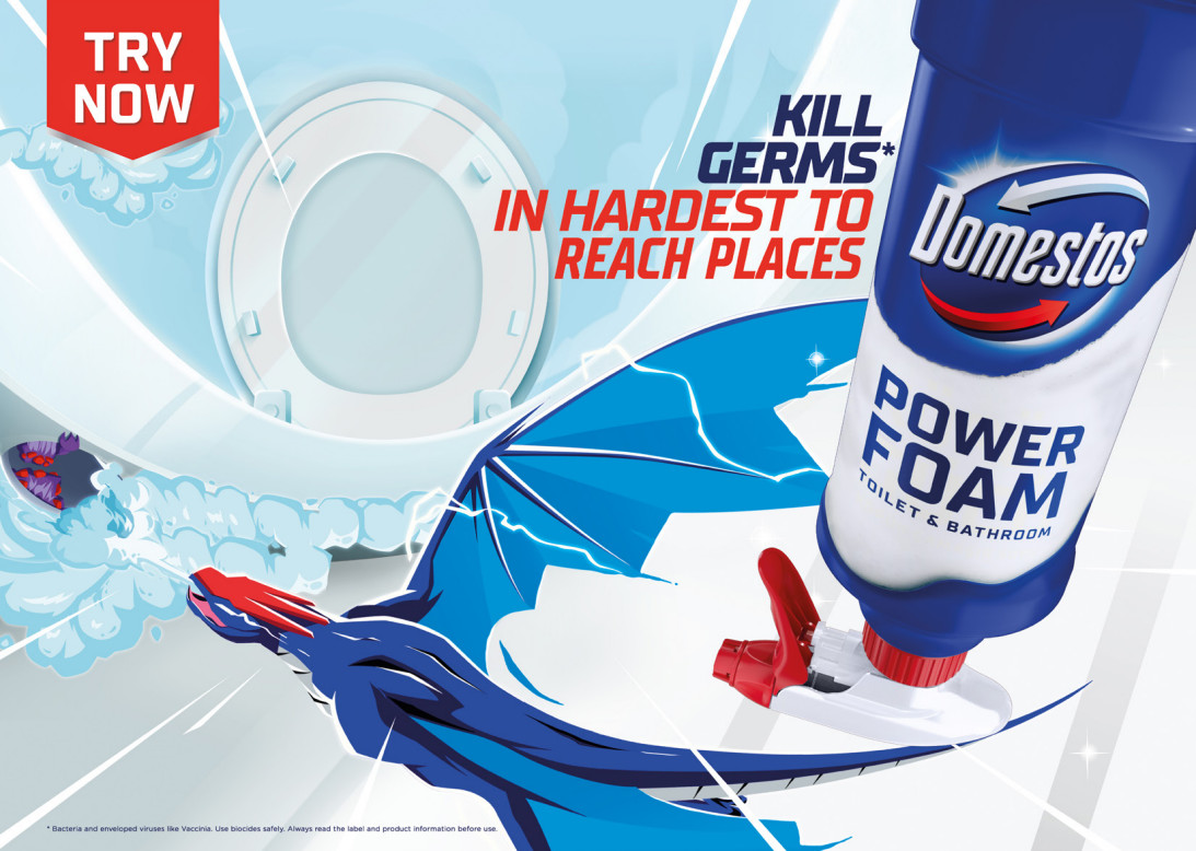 domestos power foam. kill germs in the hardest to reach places