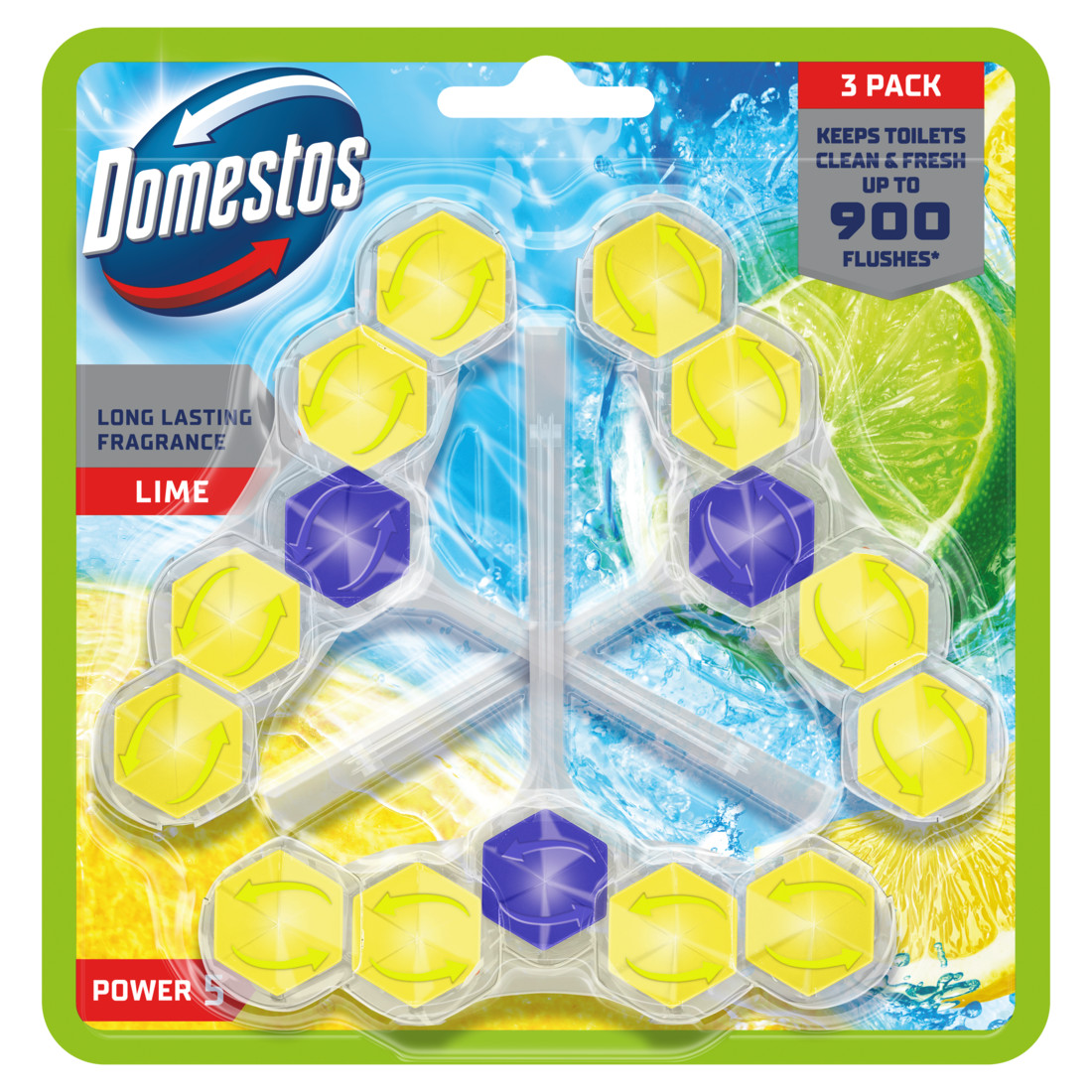 Domestos Power 5 Lime Toilet Block 5pc