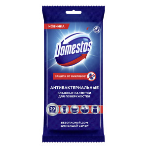 Антибактериальные чистящие салфетки Domestos 30 шт