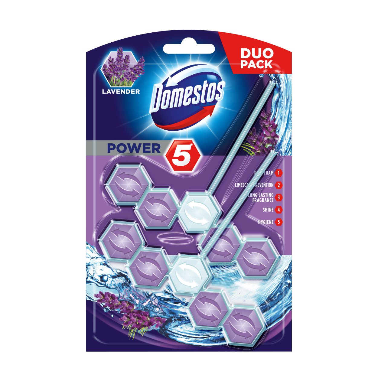 Domestos Power 5 Lavender Toilet Block 