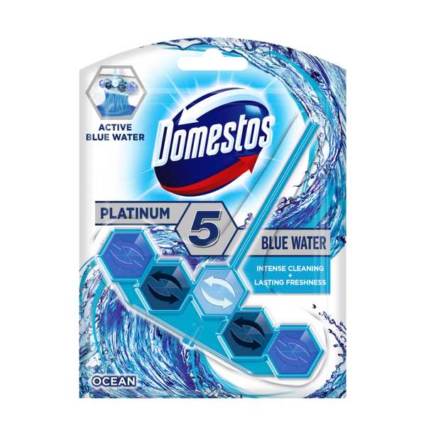 Domestos Platinum Power 5 Blue Water Ocean Toilet Block